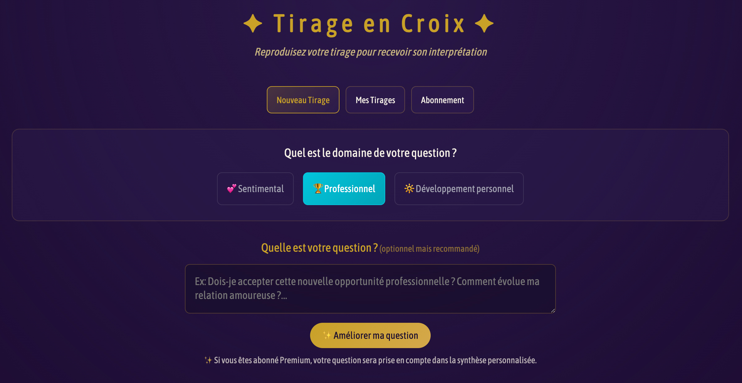 Reproduisez le tirage en croix que vous avez fait chez vous
